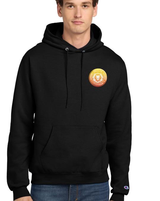 Black chest logo hoodie- fire